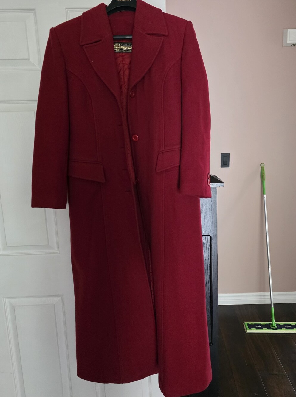 Classic Women's Red Long Wool Coat